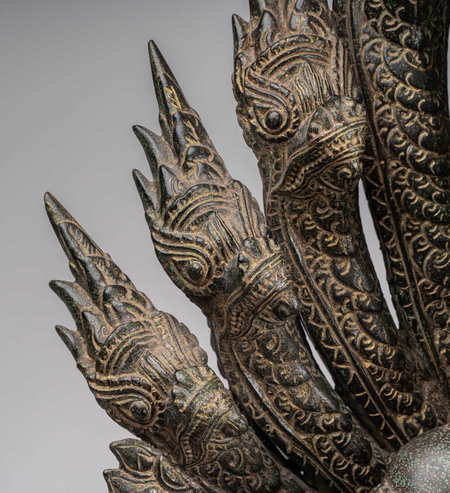 Estatua de Buda - Estilo de bayón antiguo Khmer Meditación Naga Naga Buddha - 114cm/46 "