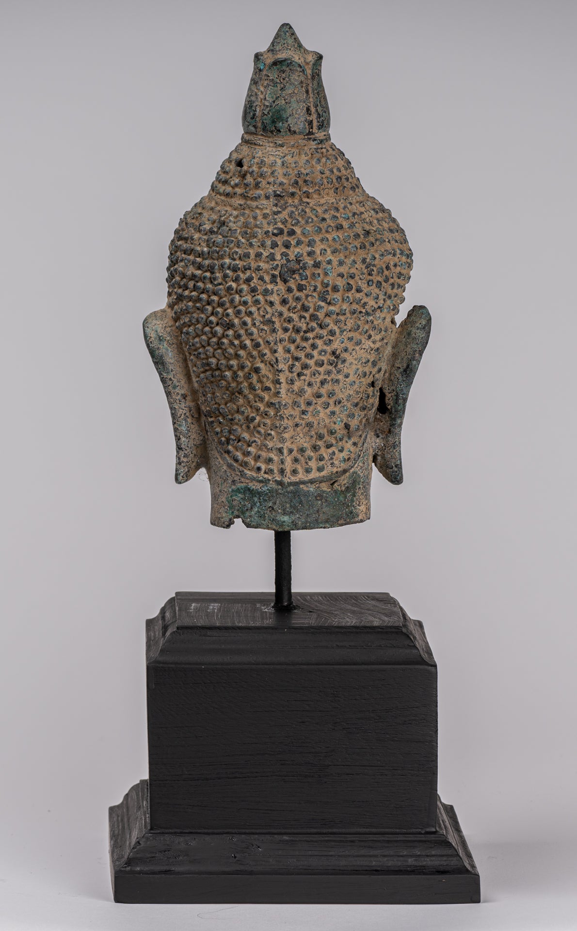 Estatua de Buda - Cabeza de Buda de Lotus de Lotus de Bronce de Estilo Jurón Antiguo - 36 cm/14 "