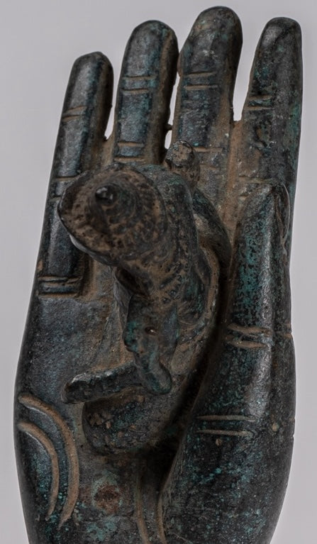 Mano de bronce de bronce de estilo jemer antiguo y brahma - 21 cm/8 "