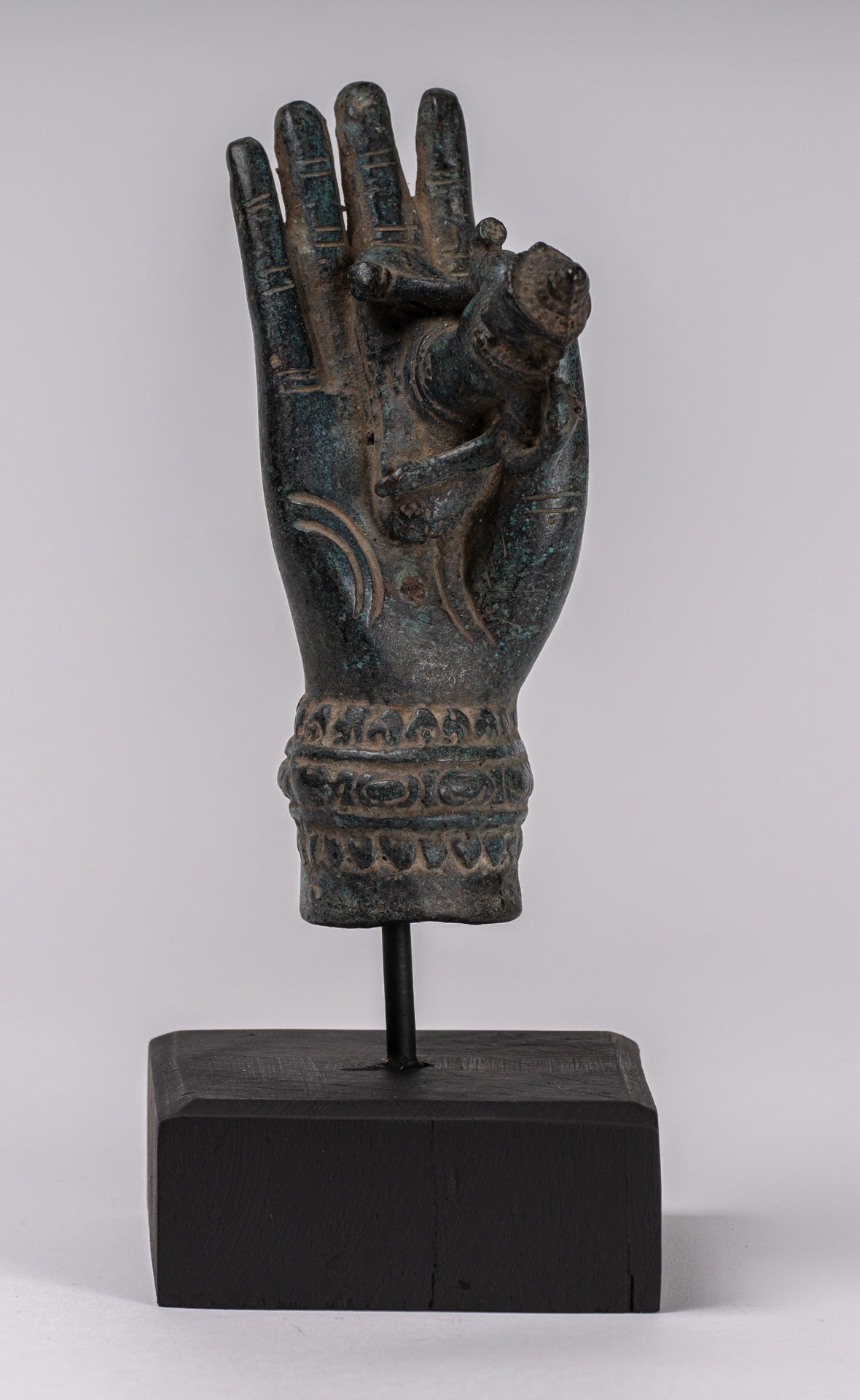 Mano de bronce de bronce de estilo jemer antiguo y brahma - 21 cm/8 "