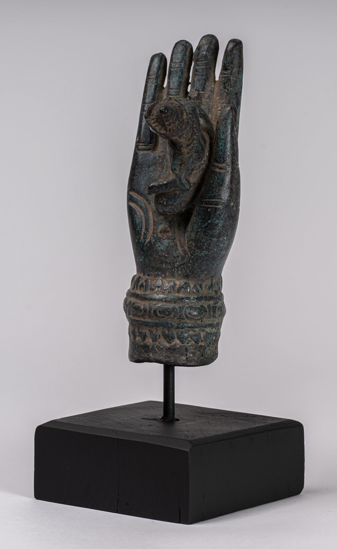 Mano de bronce de bronce de estilo jemer antiguo y brahma - 21 cm/8 "