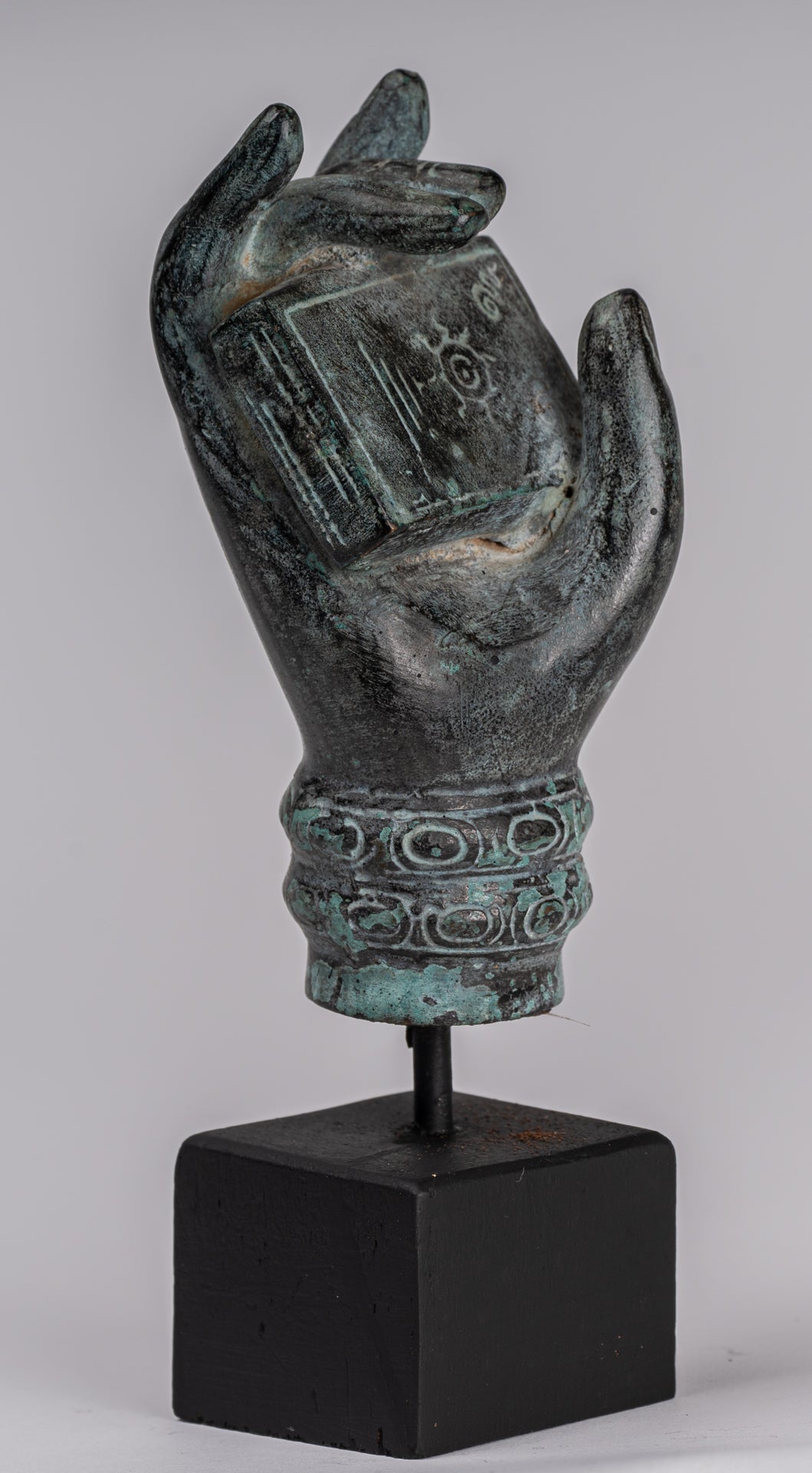 Mano de bronce de bronce del sudeste asiático de estilo antiguo montado - 17cm/7 "