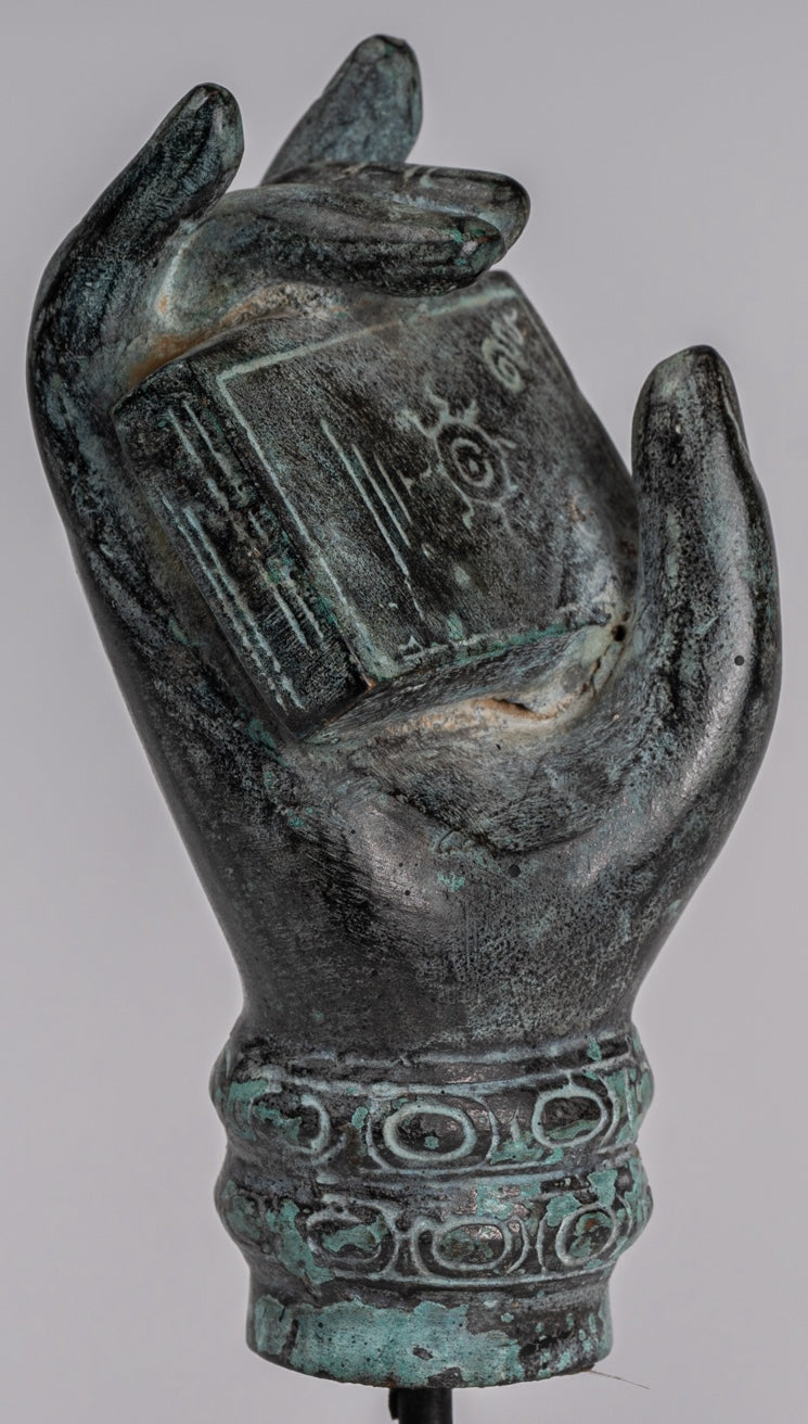Mano de bronce de bronce del sudeste asiático de estilo antiguo montado - 17cm/7 "