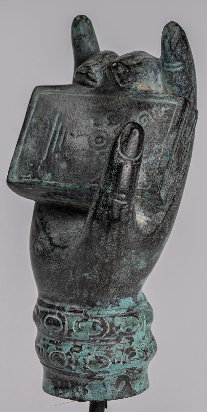 Mano de bronce de bronce del sudeste asiático de estilo antiguo montado - 17cm/7 "