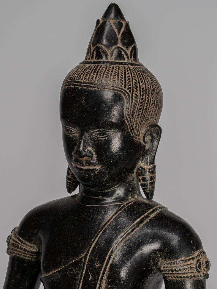 Statua Buddha - Antique Khmer in stile Bronzo illuminazione Bayon Buddha Statua - 57cm/23 "
