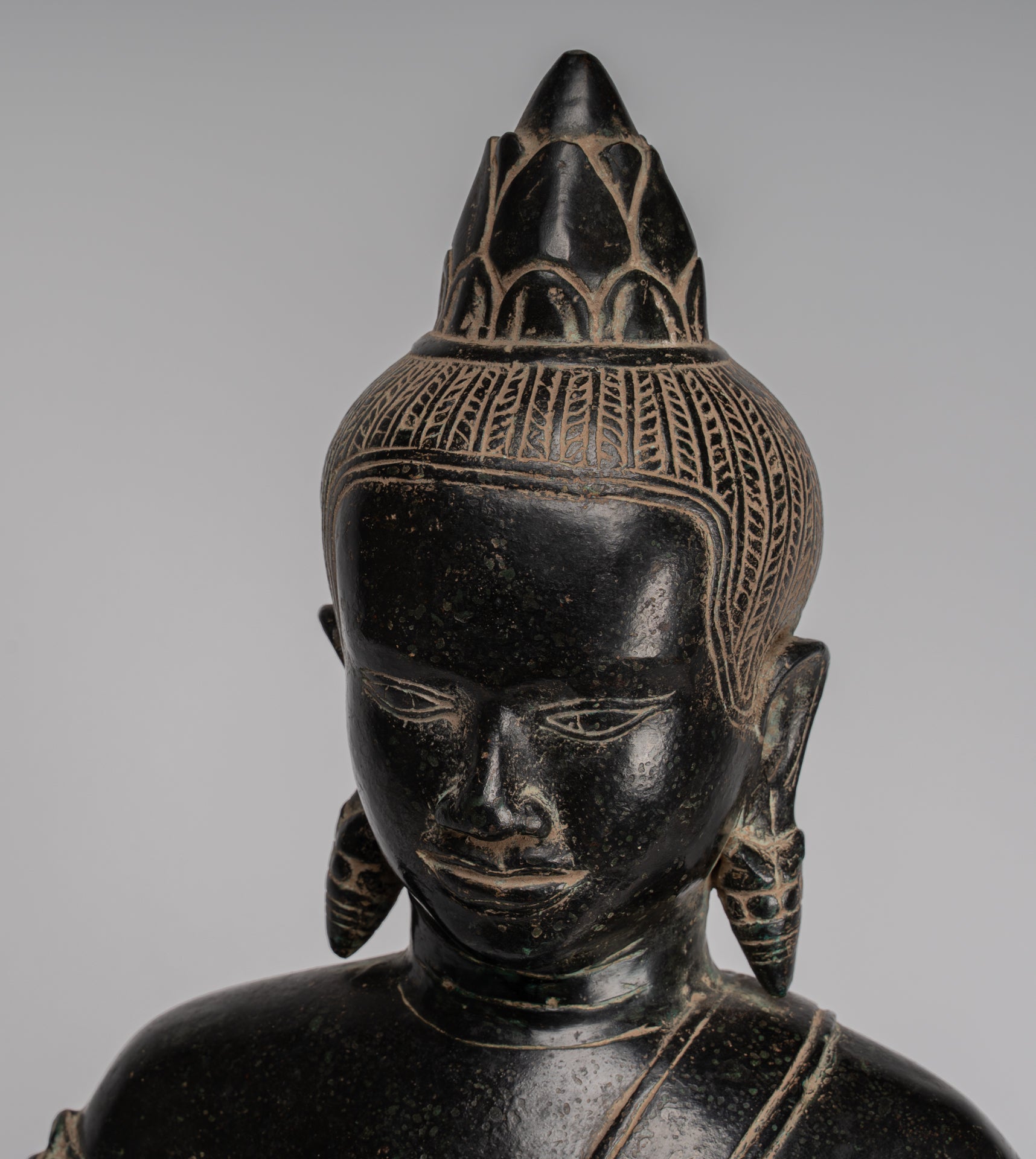 Statua Buddha - Antique Khmer in stile Bronzo illuminazione Bayon Buddha Statua - 57cm/23 "