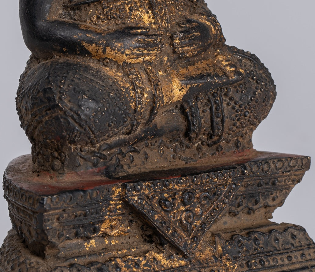 Statua Buddha - Antique Thai Thai Bronze Rattanakosin Happy, Fat, ridendo statua di Buddha - 14 cm/6 "