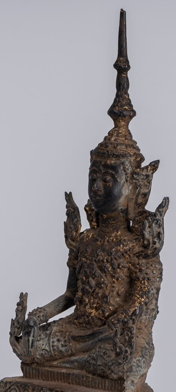Statue di Buddha - Antique Thai Thai Bronze Rattanakosin Enlightenment Statua Buddha - 21 cm/8 "