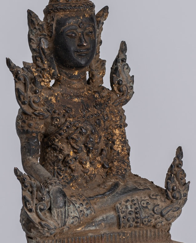 Statue di Buddha - Antique Thai Thai Bronze Rattanakosin Enlightenment Statua Buddha - 21 cm/8 "