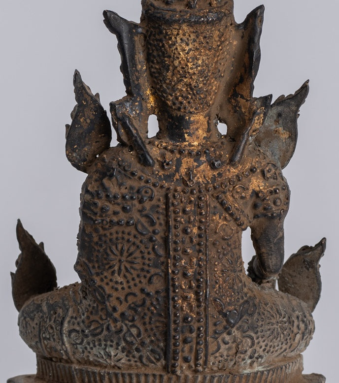 Statue di Buddha - Antique Thai Thai Bronze Rattanakosin Enlightenment Statua Buddha - 21 cm/8 "