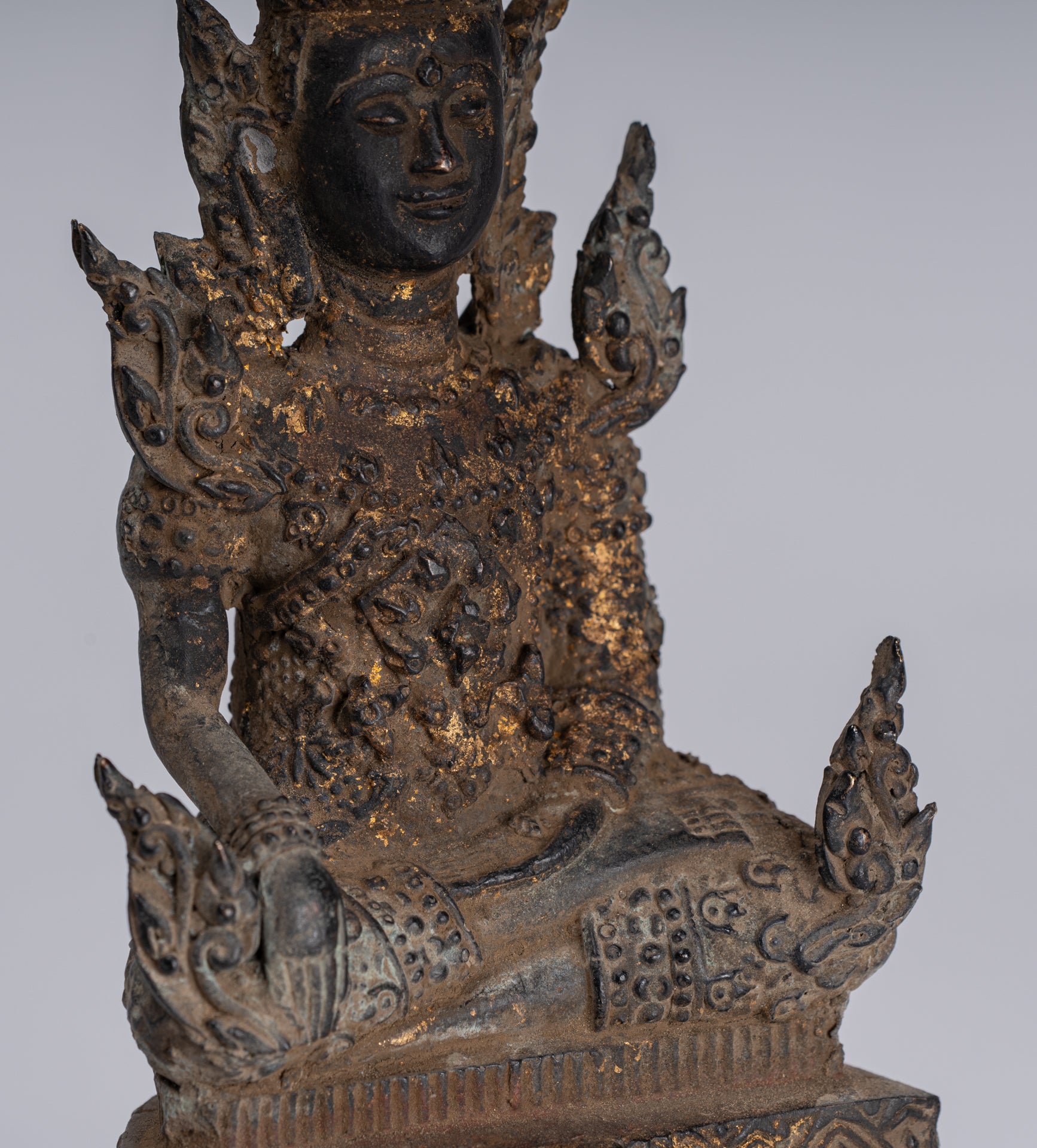 Statue di Buddha - Antique Thai Thai Bronze Rattanakosin Enlightenment Statua Buddha - 21 cm/8 "
