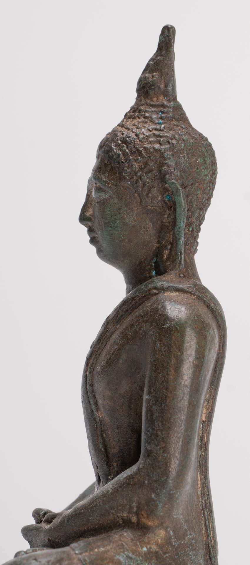 Buddha Sculpture - Antique Thai Style Bronze Seated Sukhothai Meditation Buddha Statue - 15cm/6"