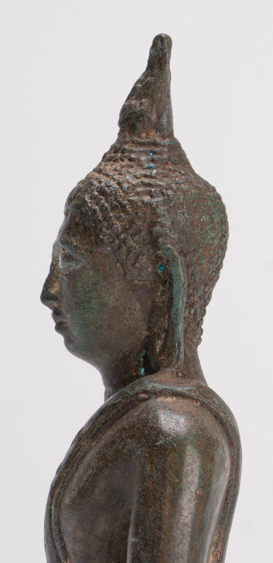 Buddha Sculpture - Antique Thai Style Bronze Seated Sukhothai Meditation Buddha Statue - 15cm/6"