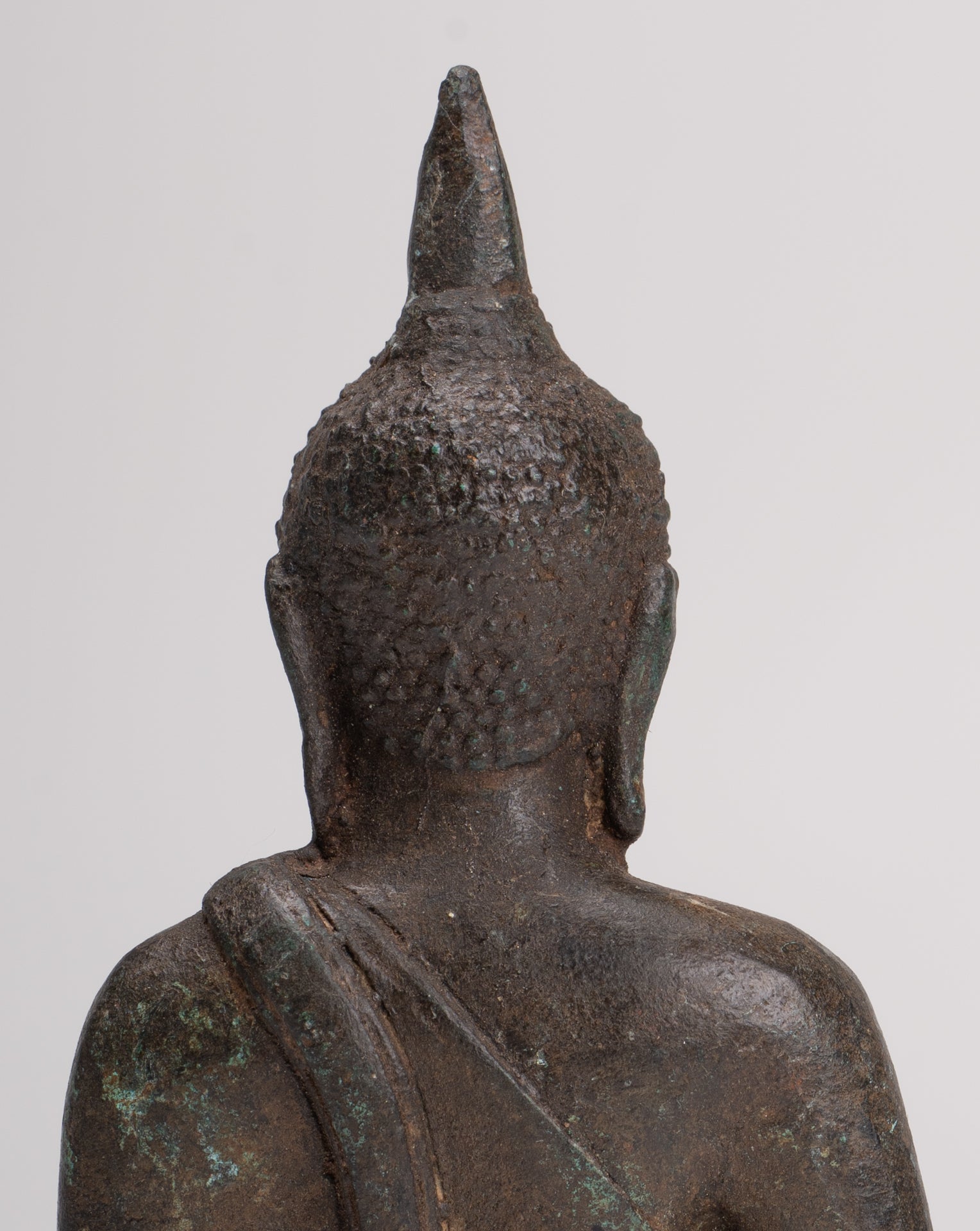 Buddha Sculpture - Antique Thai Style Bronze Seated Sukhothai Meditation Buddha Statue - 15.5cm/6"
