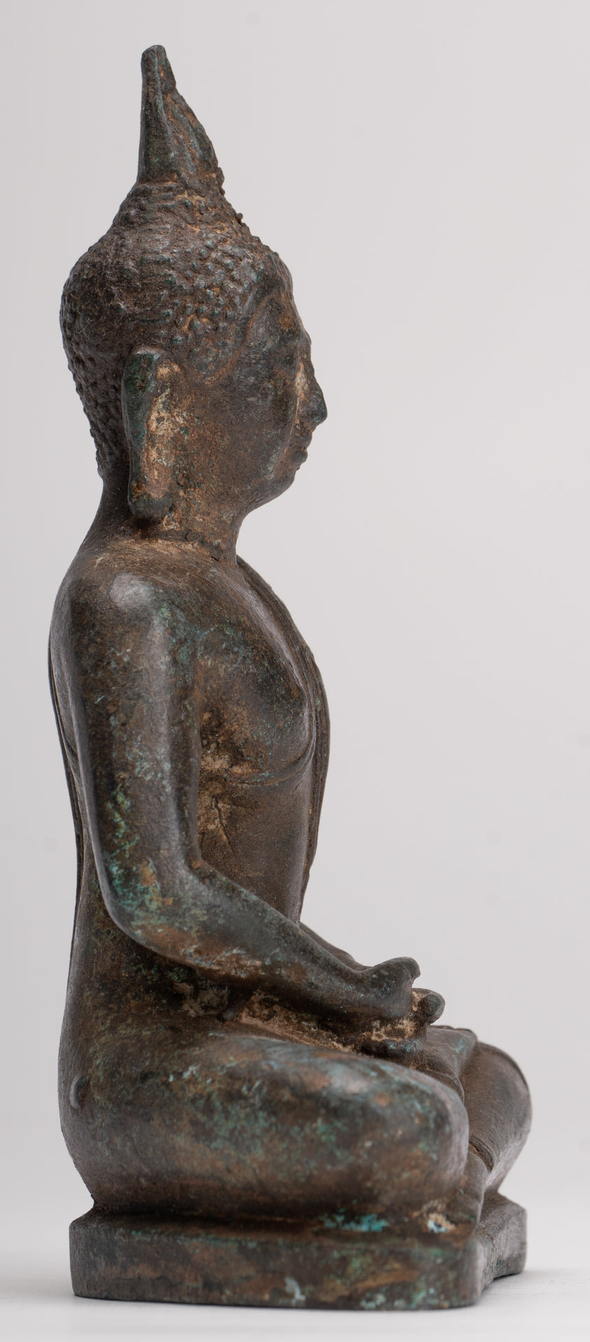 Buddha Sculpture - Antique Thai Style Bronze Seated Sukhothai Meditation Buddha Statue - 15.5cm/6"