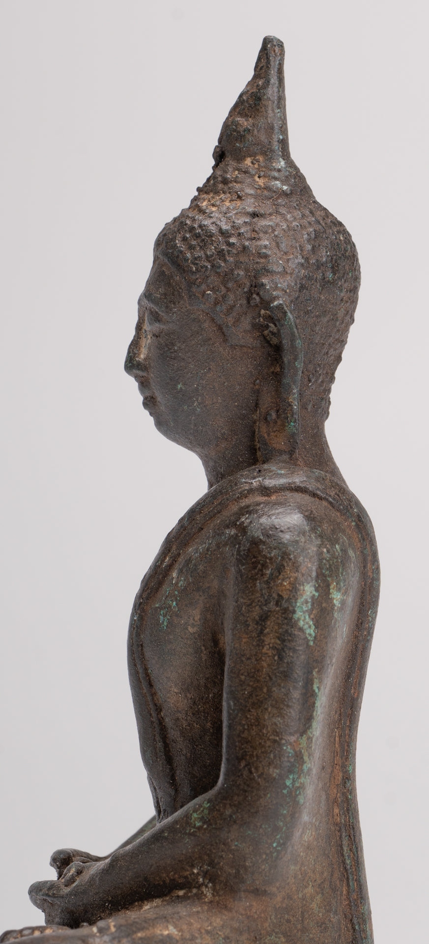 Buddha Sculpture - Antique Thai Style Bronze Seated Sukhothai Meditation Buddha Statue - 15.5cm/6"