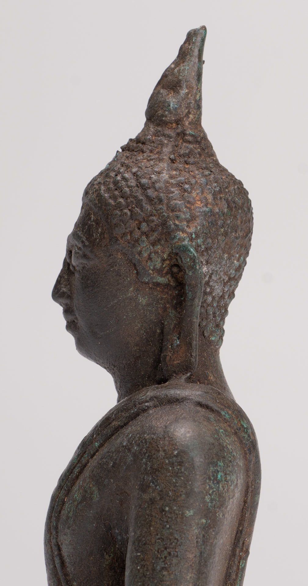 Buddha Sculpture - Antique Thai Style Bronze Seated Sukhothai Meditation Buddha Statue - 15cm/6"