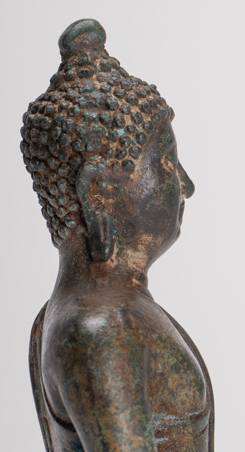 Buddha Sculpture - Antique Thai Style Bronze Seated Chiang Saen Meditation Buddha Statue - 14.5cm/6"