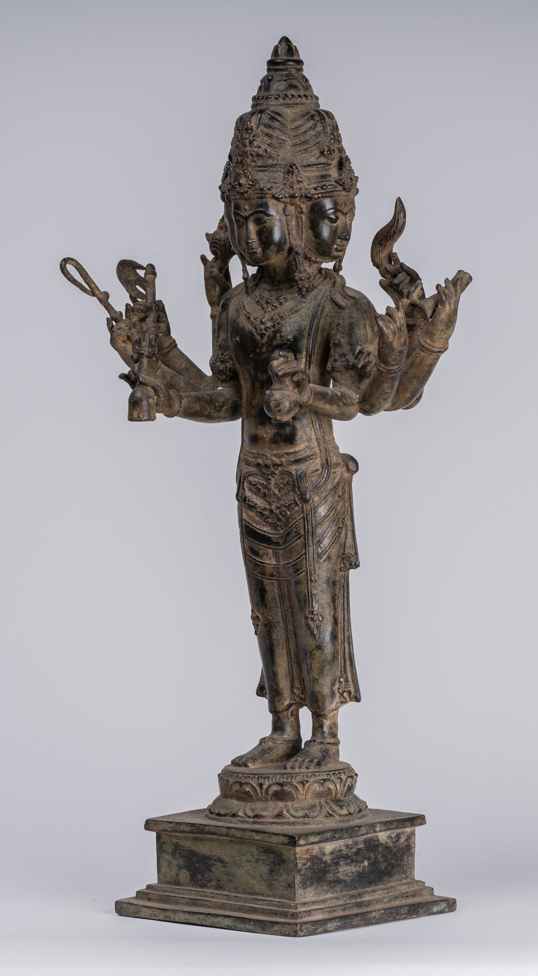 Statua Brahma - Antique stile indonesiano Majapahit in piedi Bronzo Brahma Statua - 50 cm/20 "