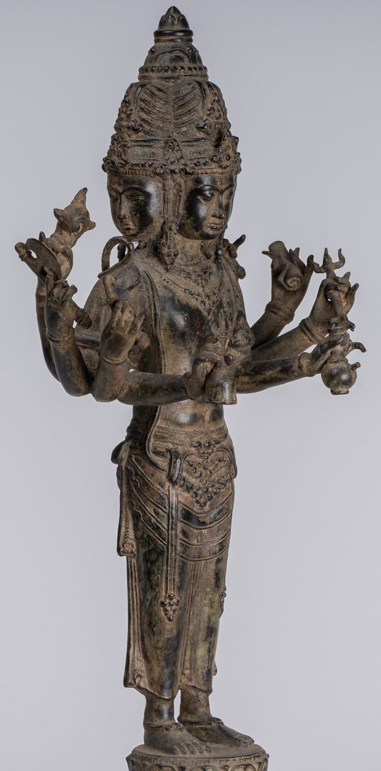 Statua Brahma - Antique stile indonesiano Majapahit in piedi Bronzo Brahma Statua - 50 cm/20 "