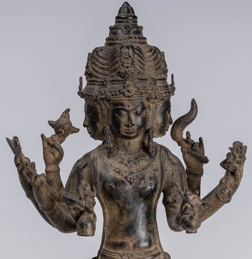 Statua Brahma - Antique stile indonesiano Majapahit in piedi Bronzo Brahma Statua - 50 cm/20 "
