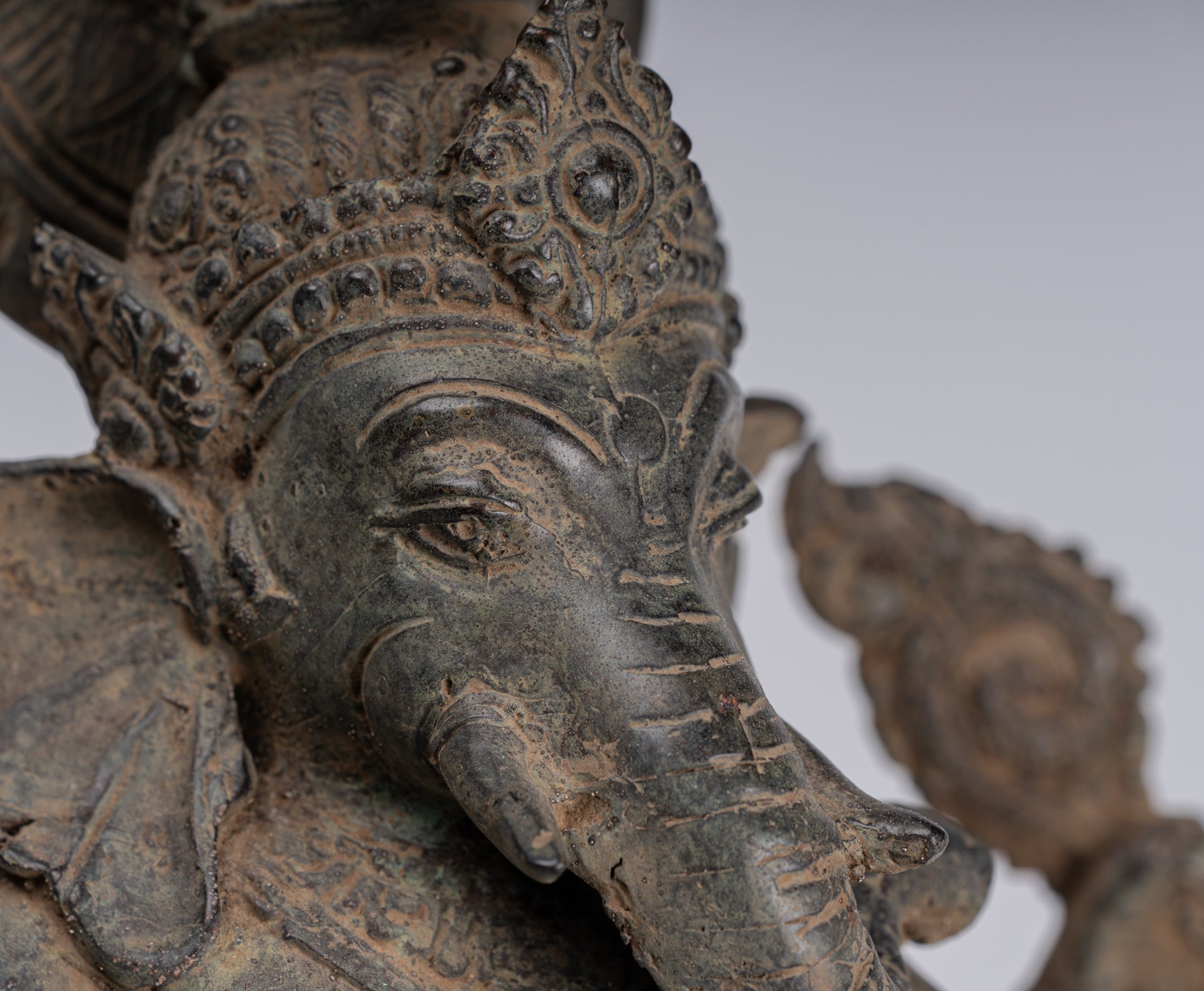 Ganesha Statue - Antique Javanese Style Bronze Dancing Indonesian Ganesha Statue - 47cm/19"