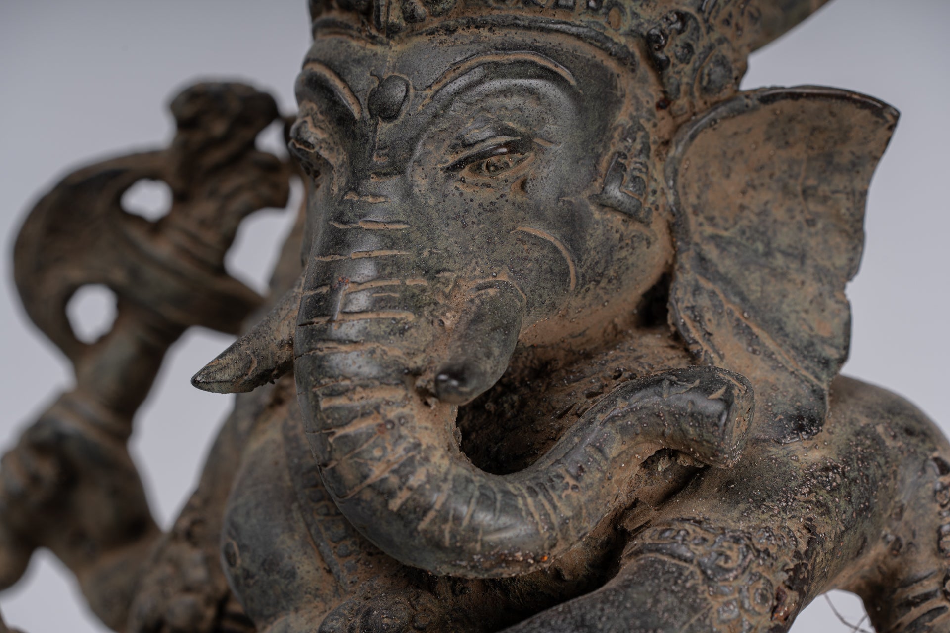 Ganesha Statue - Antique Javanese Style Bronze Dancing Indonesian Ganesha Statue - 47cm/19"