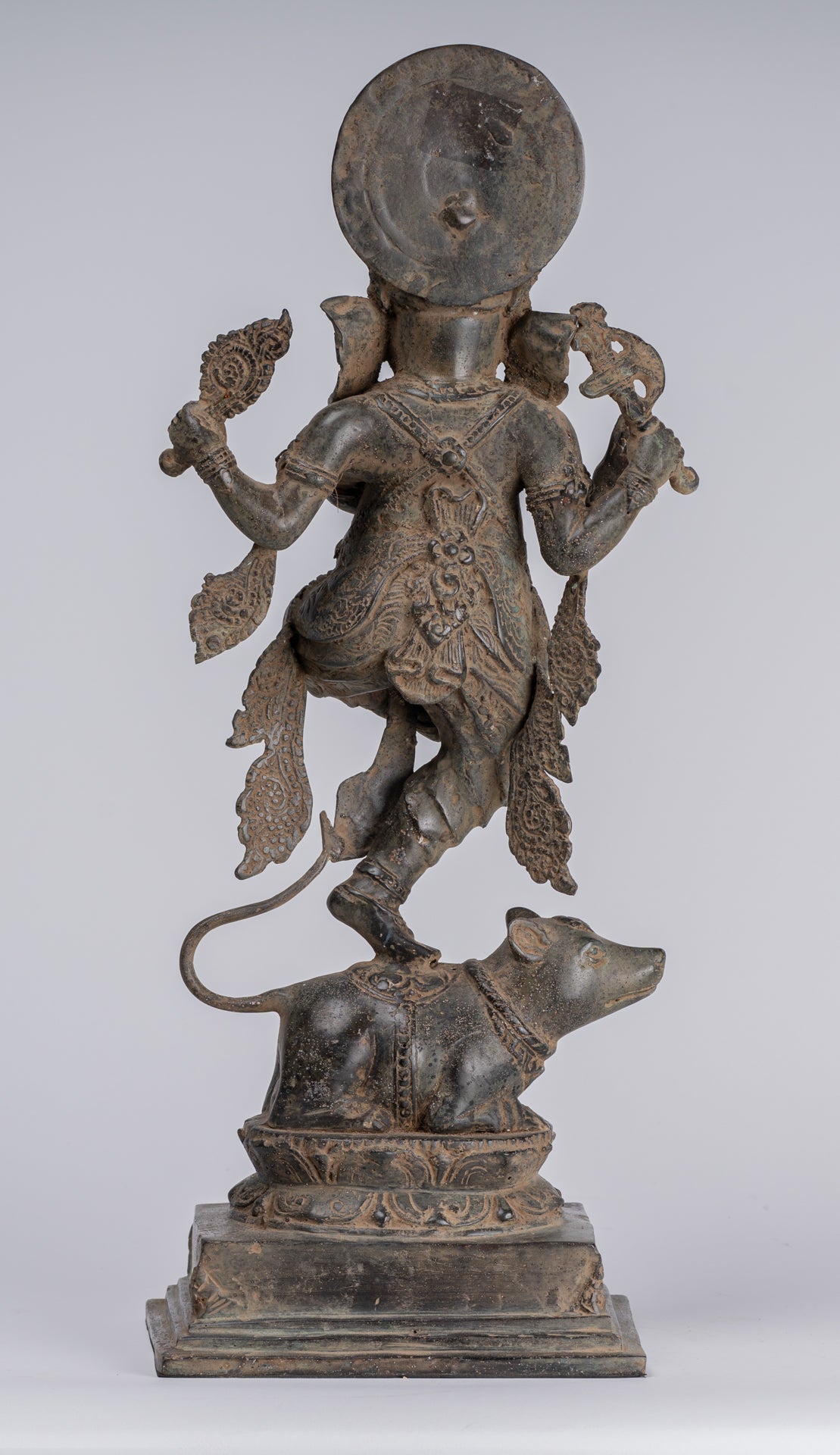 Ganesha Statue - Antique Javanese Style Bronze Dancing Indonesian Ganesha Statue - 47cm/19"