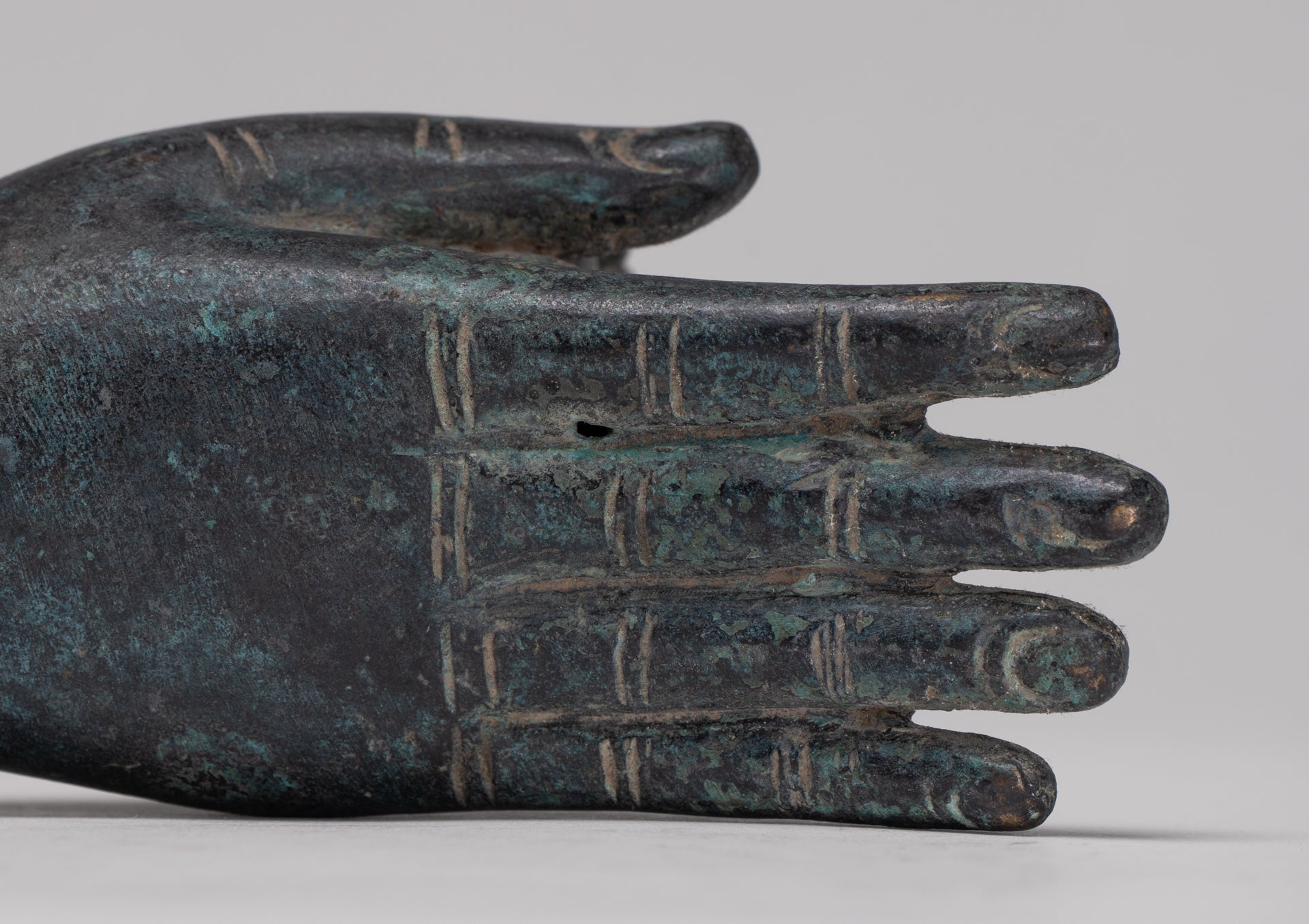 Freestanding Antique Khmer Style Bronze Koh Ker Hand & Brahma - 14cm/6"