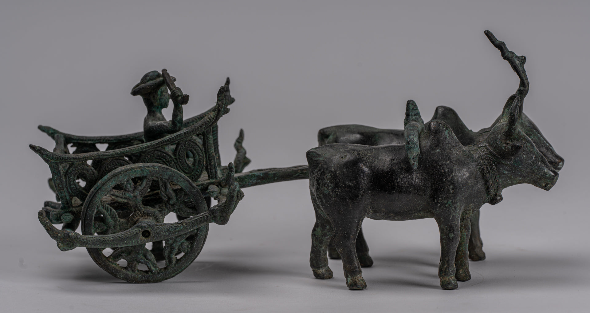 Statue del carrello di bue - Statua del carrello bronzo di bronzo in stile bronzo antico - 24 cm/10 "