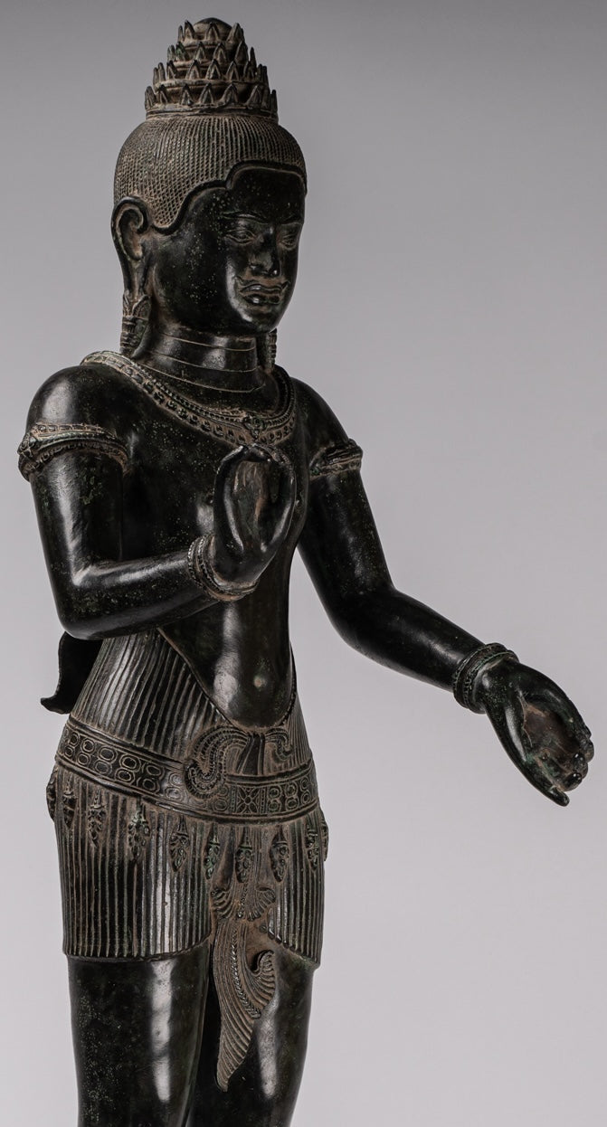 Estatua de Vishnu - antiguo estilo de bronce de estilo rup de pie Khmer Vishnu - 84cm / 34 "