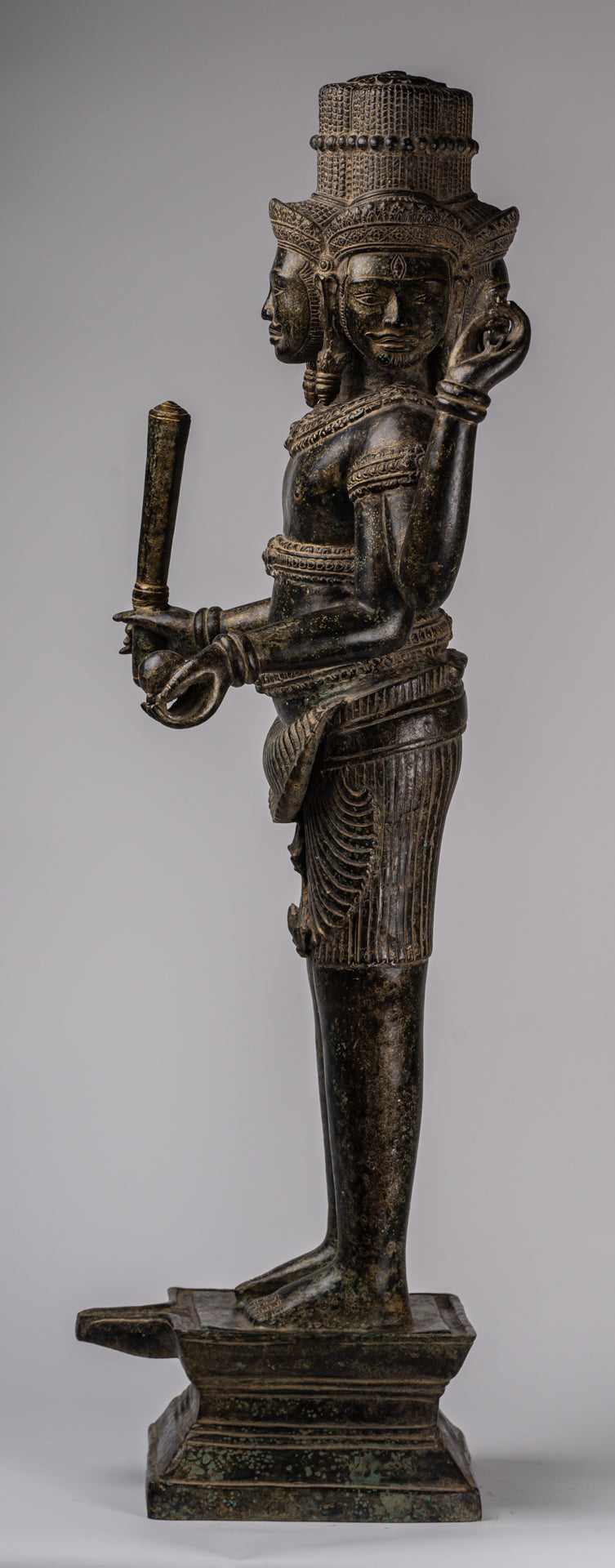 Statua Brahma - Antique Khmer Style Koh Ker in piedi Bronzo Brahma - Creazione di Dio indù - 94 cm/38 "