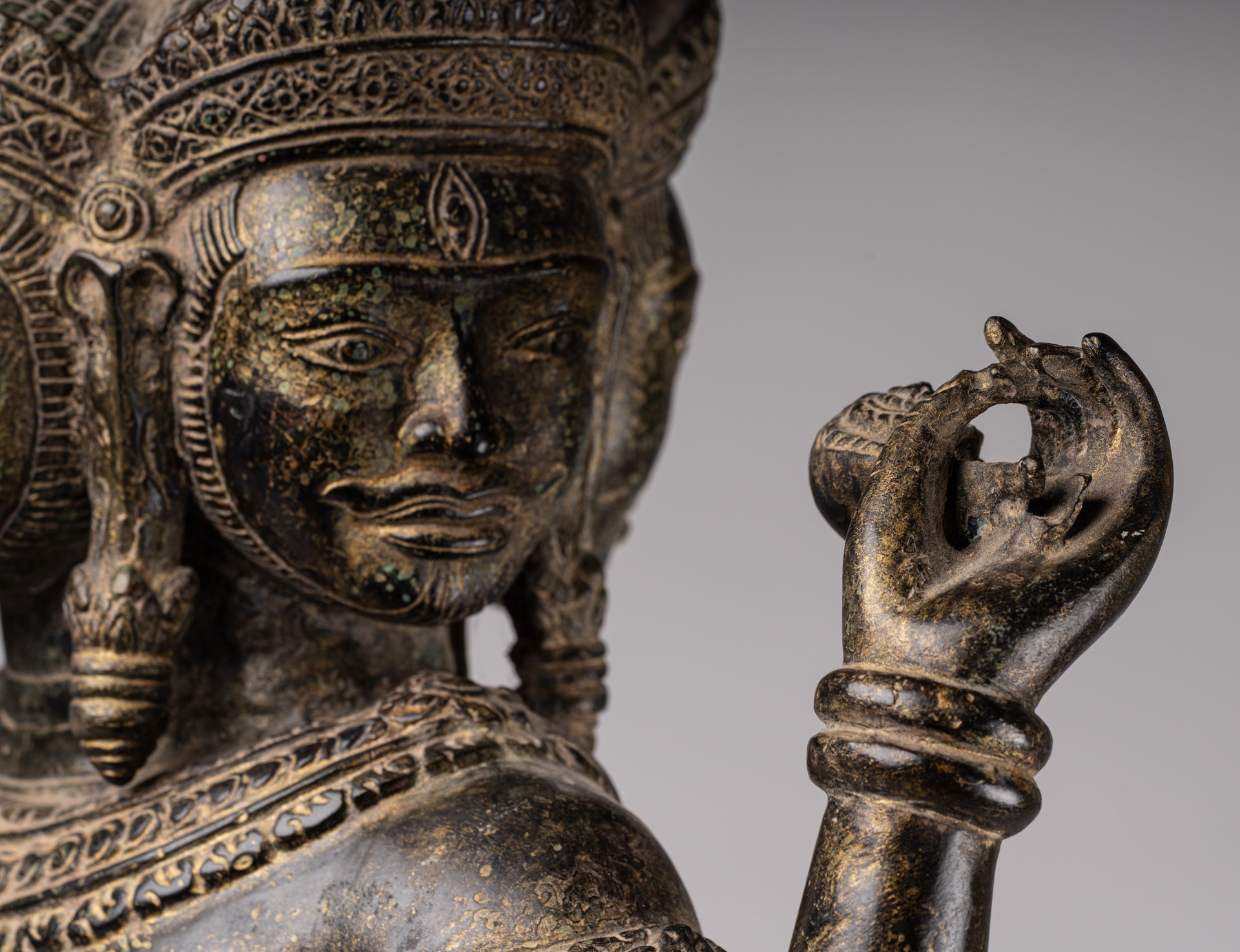 Statua Brahma - Antique Khmer Style Koh Ker in piedi Bronzo Brahma - Creazione di Dio indù - 94 cm/38 "