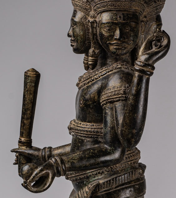 Statua Brahma - Antique Khmer Style Koh Ker in piedi Bronzo Brahma - Creazione di Dio indù - 94 cm/38 "
