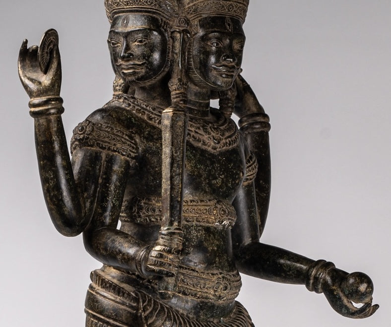 Statua Brahma - Antique Khmer Style Koh Ker in piedi Bronzo Brahma - Creazione di Dio indù - 94 cm/38 "