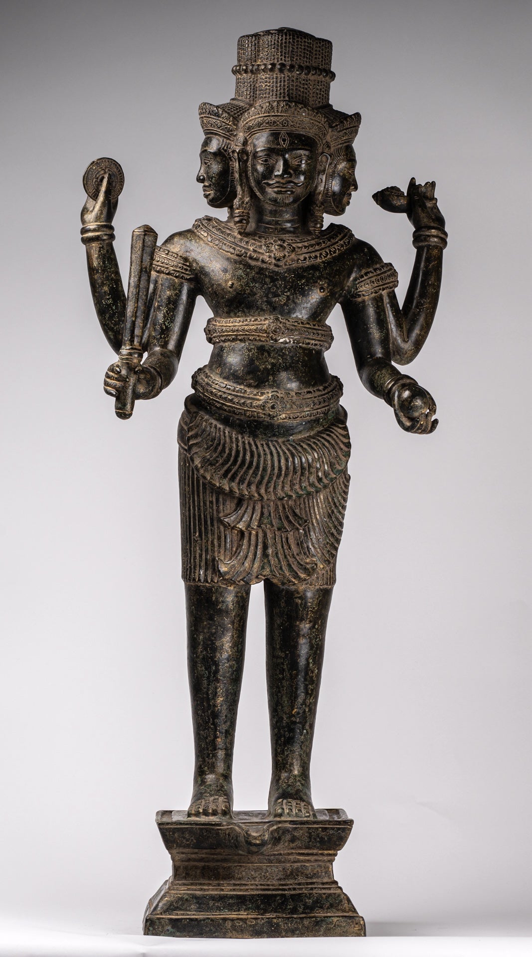 Statua Brahma - Antique Khmer Style Koh Ker in piedi Bronzo Brahma - Creazione di Dio indù - 94 cm/38 "