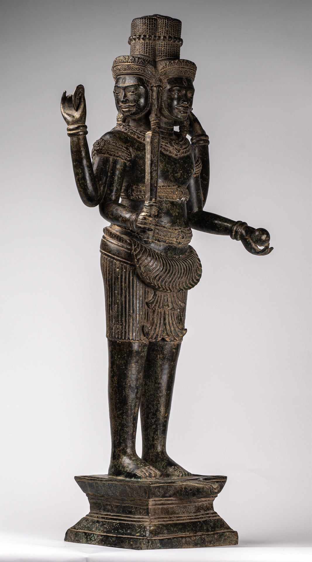 Statua Brahma - Antique Khmer Style Koh Ker in piedi Bronzo Brahma - Creazione di Dio indù - 94 cm/38 "