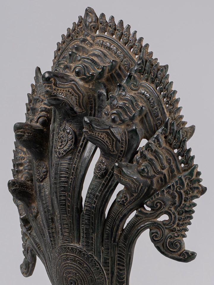 Naga Statue - Antique Khmer Style Bronze Protective Naga, Snake or Serpent Statue - 57cm/23"