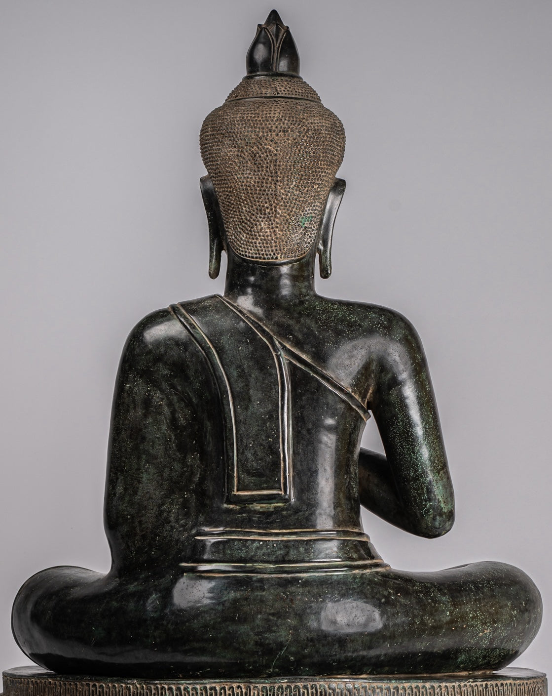 Buddha - Antique Khmer Style Bronze Enthroned Teaching Buddha Statue - 95cm/38"