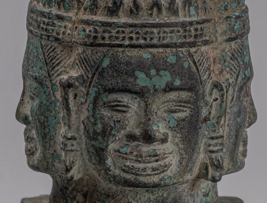 Brahma Statue - Antique Khmer in stile Bayon Brahma Tower o Stupa- 19cm/8 "