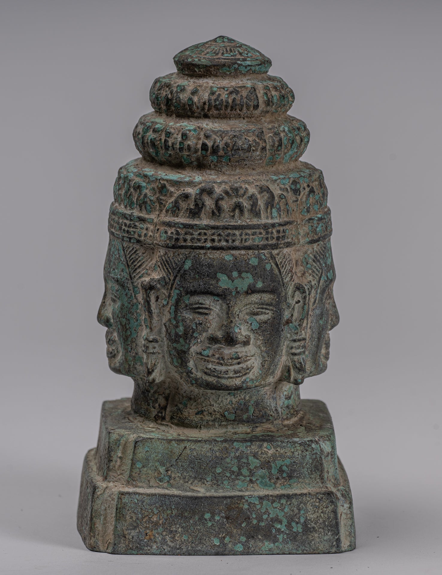 Brahma Statue - Antique Khmer in stile Bayon Brahma Tower o Stupa- 19cm/8 "