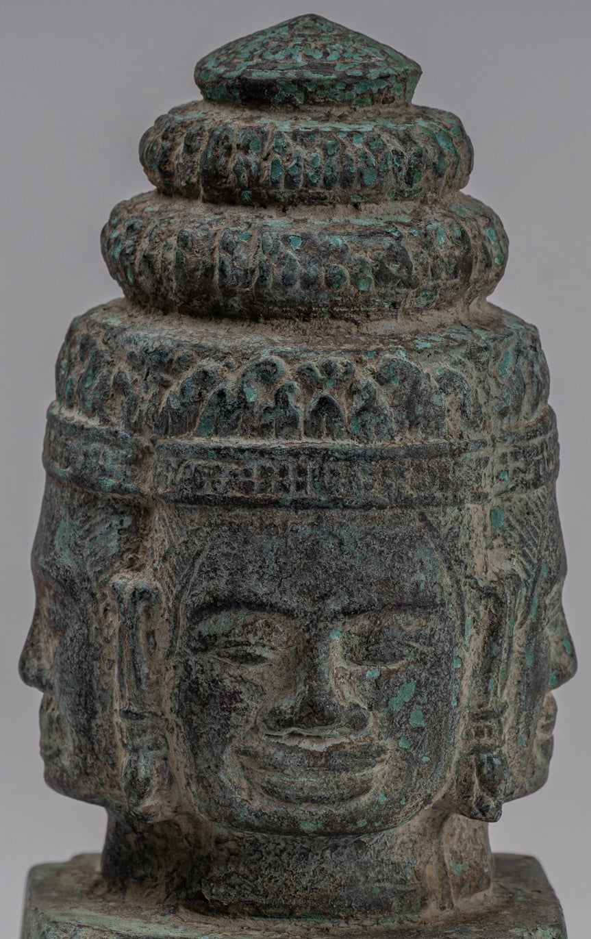Brahma Statue - Antique Khmer in stile Bayon Brahma Tower o Stupa- 19cm/8 "