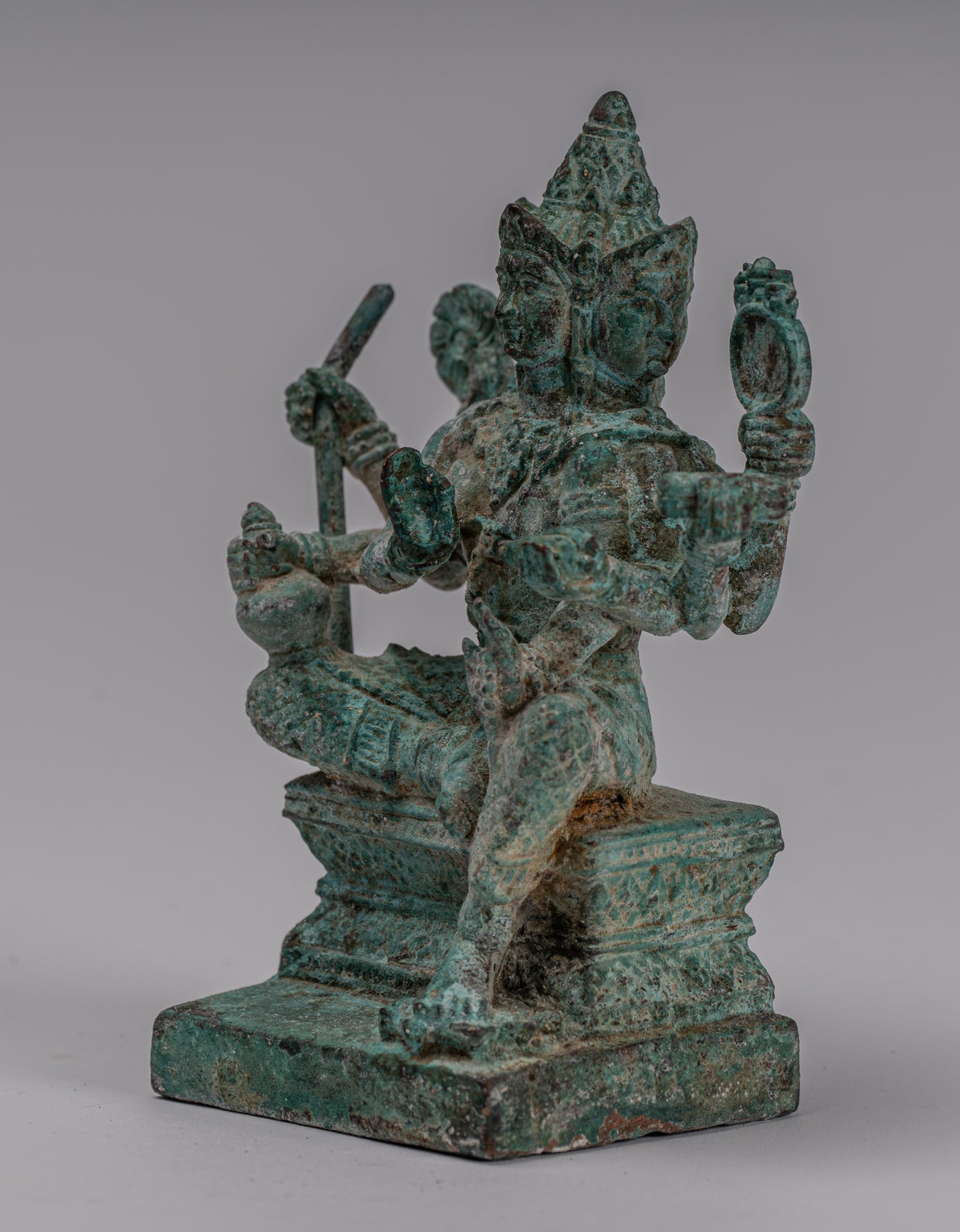 Brahma Statue - Antique Khmer Style Bronze Brahma - Hindu God Creation - 14cm/6"