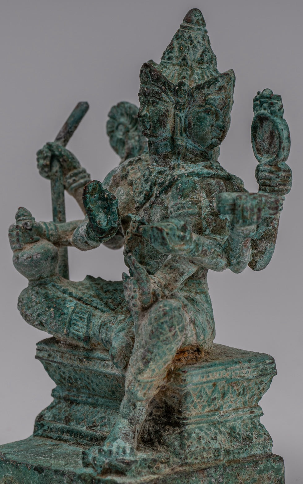 Brahma Statue - Antique Khmer Style Bronze Brahma - Hindu God Creation - 14cm/6"