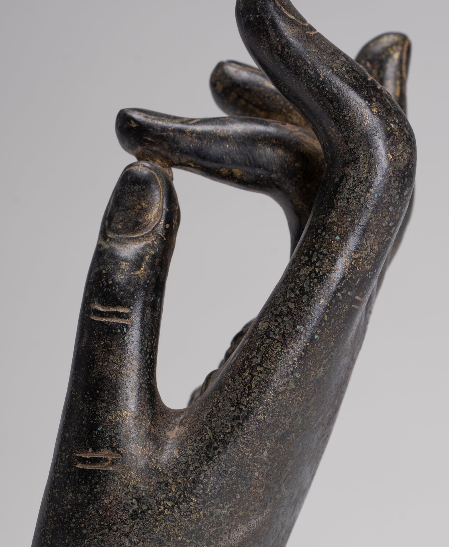 Antique Khmer Style Southeast Asia Bronze Teaching Hand - 22cm/9"