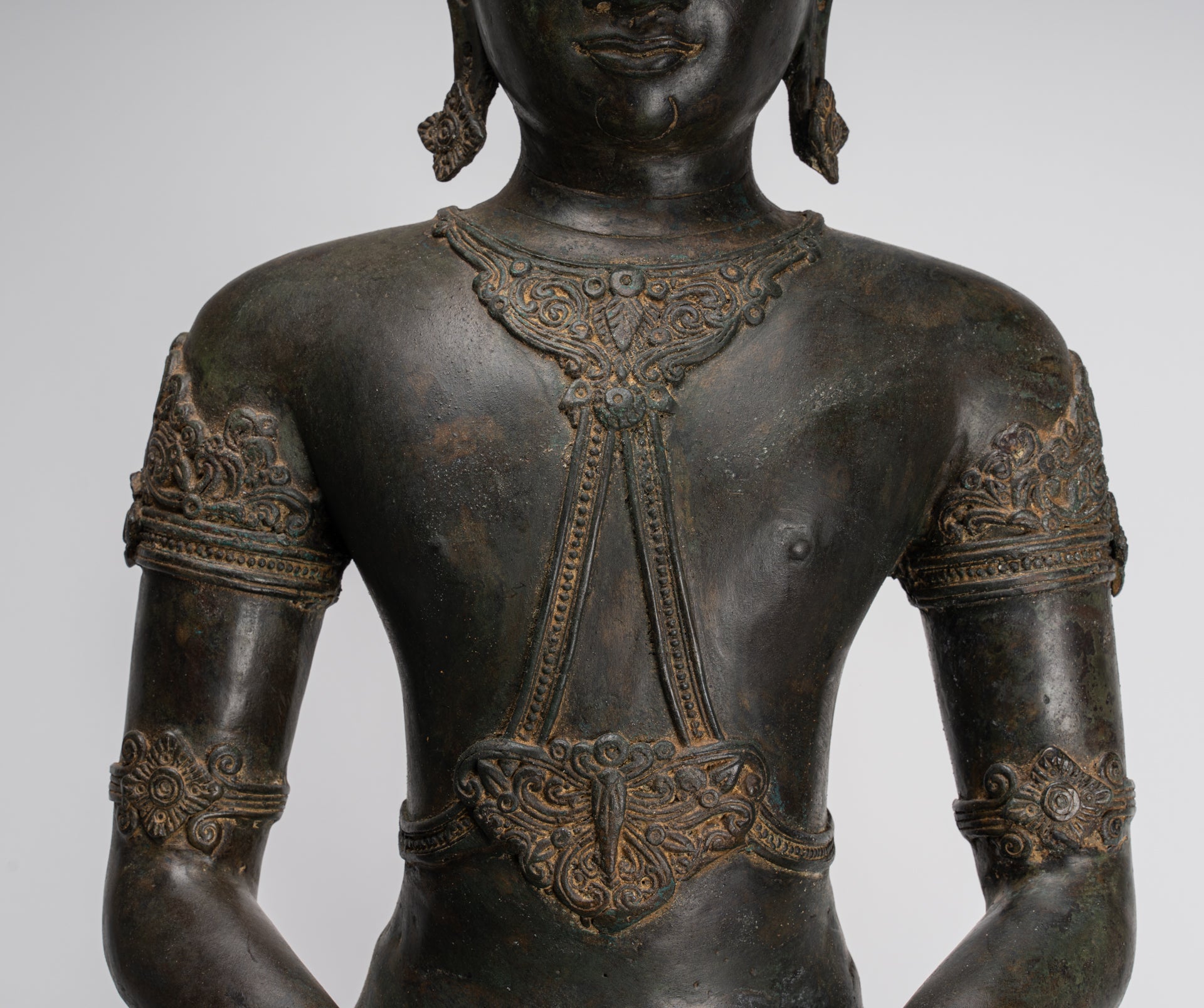 Buddha Statue - Antique Chiang Saen Style Royal Meditation Buddha Statue - 86cm/34"