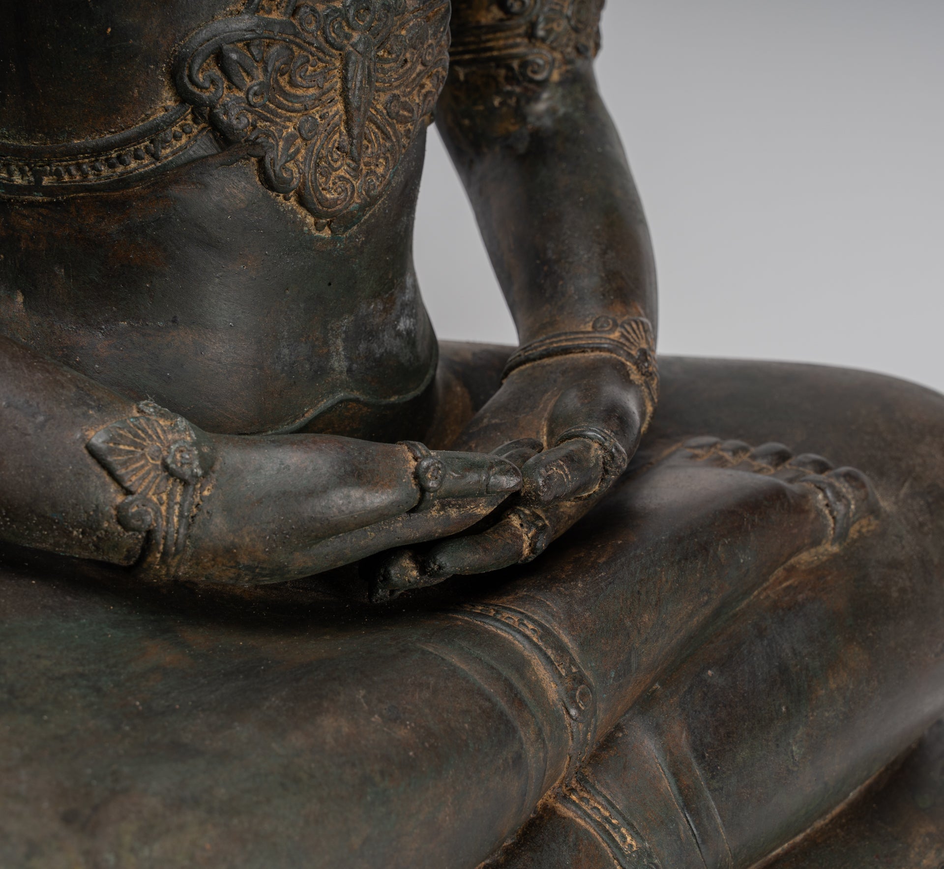 Buddha Statue - Antique Chiang Saen Style Royal Meditation Buddha Statue - 86cm/34"