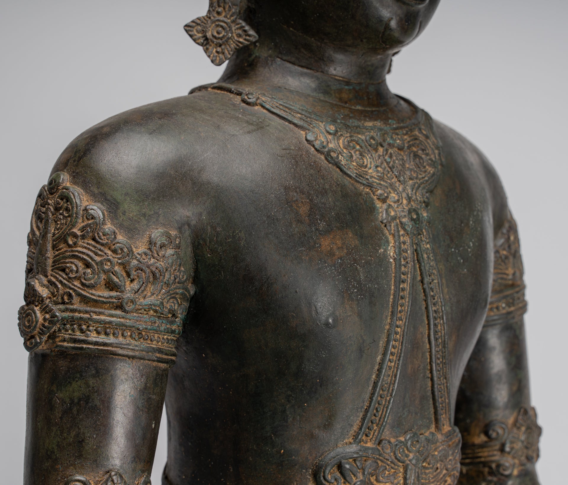 Buddha Statue - Antique Chiang Saen Style Royal Meditation Buddha Statue - 86cm/34"