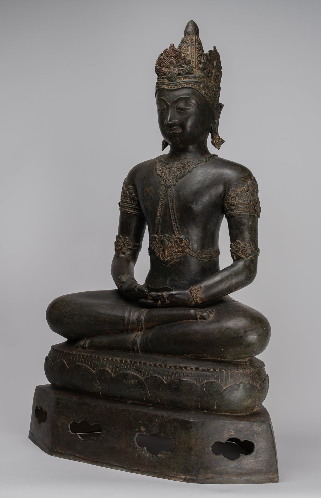 Buddha Statue - Antique Chiang Saen Style Royal Meditation Buddha Statue - 86cm/34"