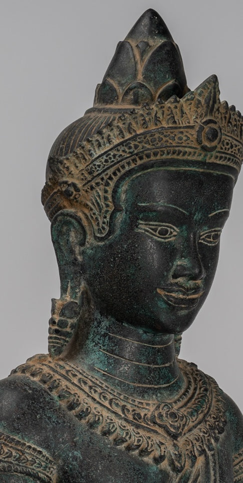 Estatua de Buda - Estatua de Buda de Meditación Amitabha de Bronce Antique Khmer - 55cm/22 "